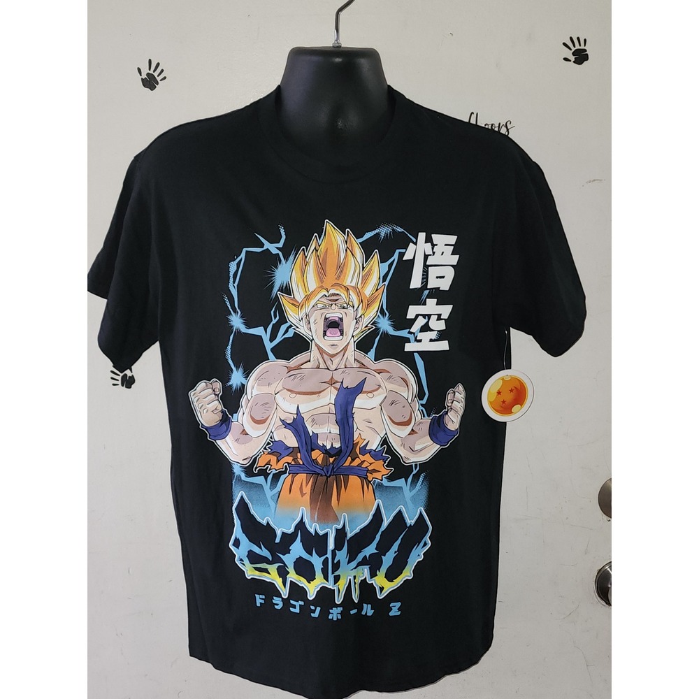 Dragon Ball Z Goku Super Saiyan Graphic T-Shirt Mens Medium Black Toei Animation